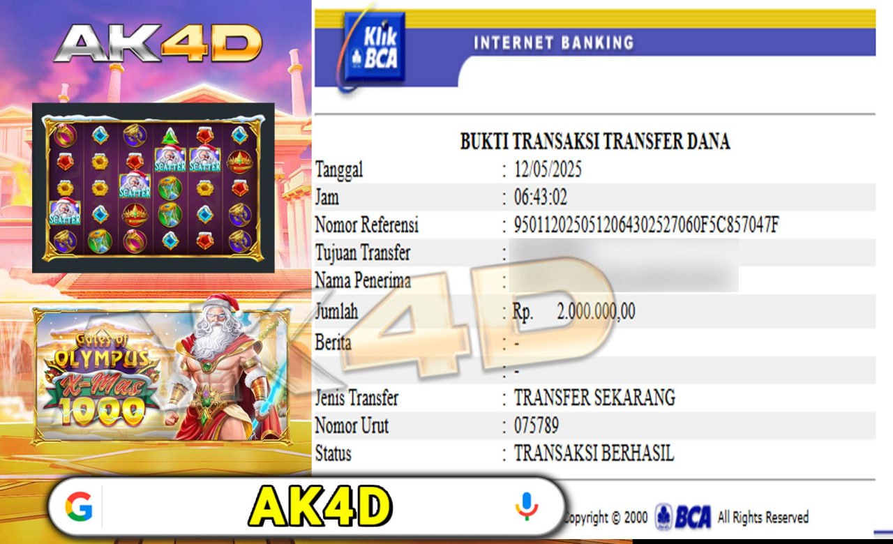SELAMAT KEPADA ID KAKEXXXXX BERHASIL MELAKUKAN WD SEBESAR 2.000.000 DI GAME OLYMPUS 1000 XMASS 🔥🤑